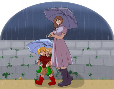 Example B Sketch - Full Body with multiple characters and a simple background